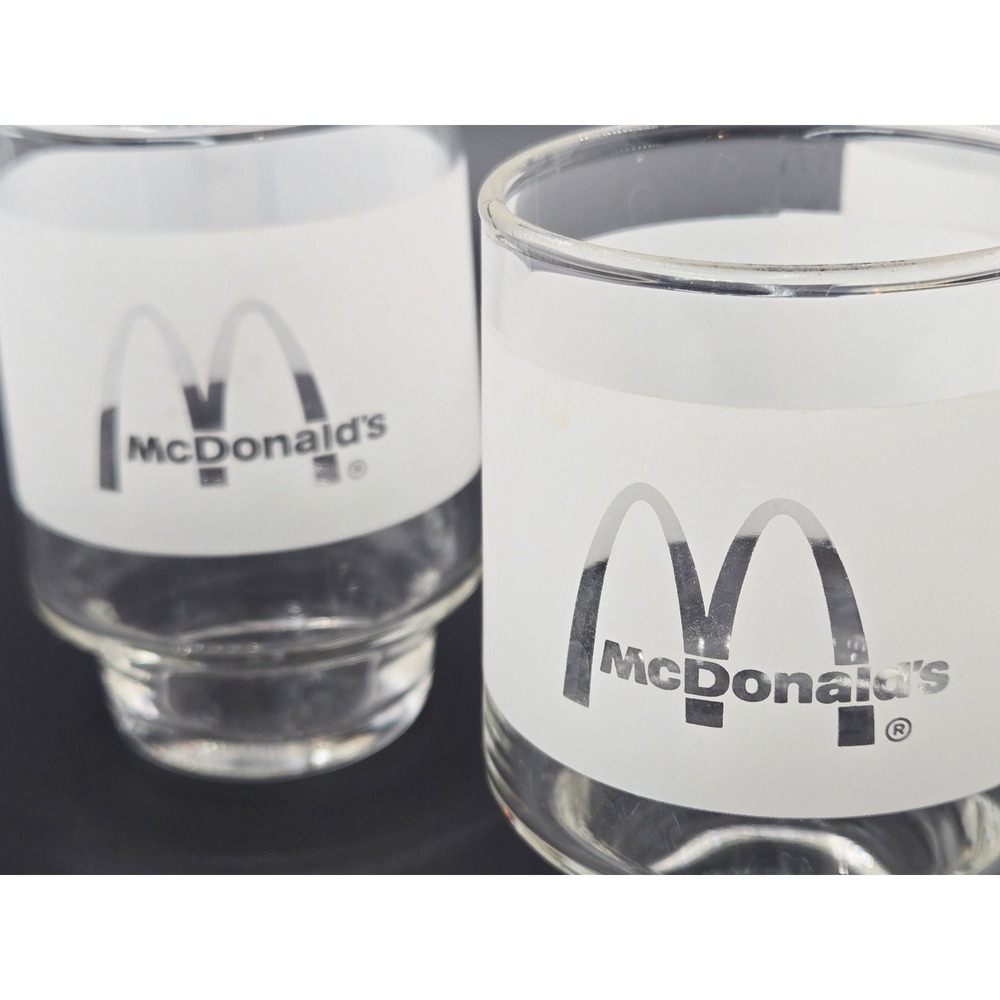 Vintage McDonalds Orange Juice Tumblers Frosted Glass Set of 4 Golden Arches - Picture 4 of 6